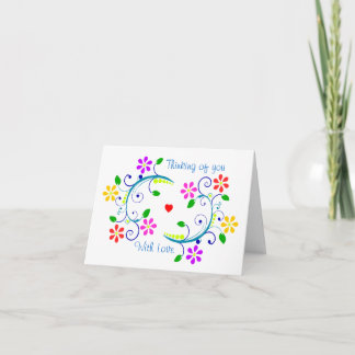 May God Bless You & Your Family - Flowers & Heart Card