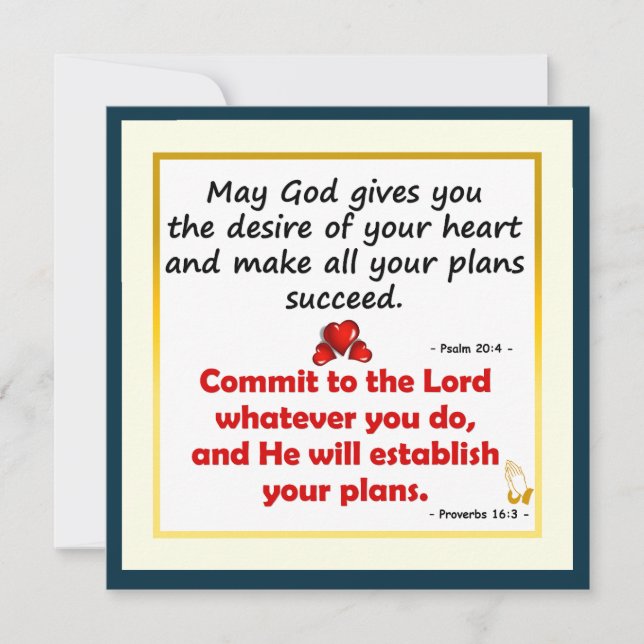 May God Gives You  the Desire of Your Heart  Card (Front)