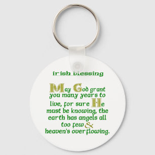 May God Grant You Many Years Irish Blessing Key Ring