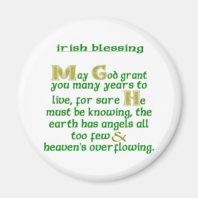 May God Grant You Many Years Irish Blessing  Magnet (Front)
