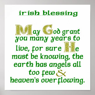 May God Grant You Many Years Irish Blessing Poster