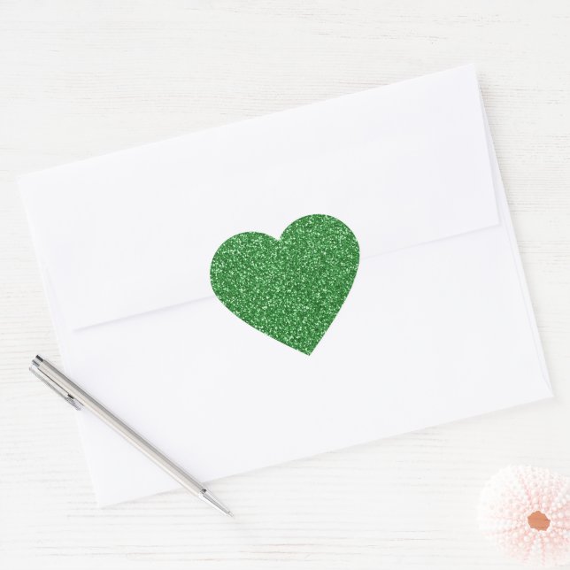 May Green Glitter Heart Sticker (Envelope)