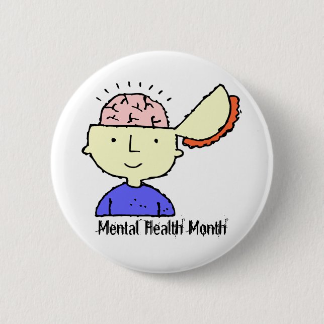 May is Mental Health Month Exposed Brain 6 Cm Round Badge (Front)