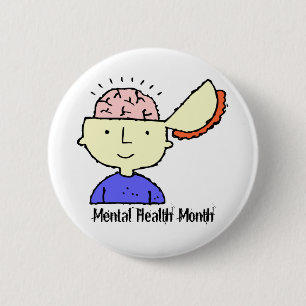 May is Mental Health Month Exposed Brain 6 Cm Round Badge