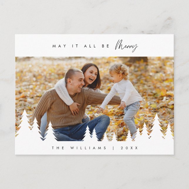 May It All Be Merry, Family Photo, Minimalist Postcard (Front)