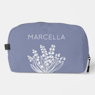May Lily of the Valley Floral Bouquet Custom Name Dopp Kit