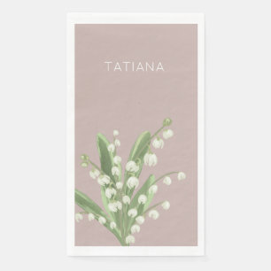May Lily of the Valley Floral Bouquet Custom Name  Napkin