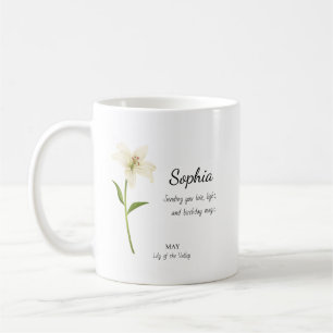 May Lily of the Valley Personalised Birthday Coffee Mug