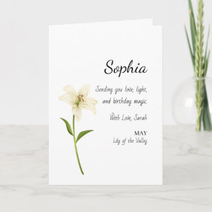 May Lily of the Valley Personalized Birthday Card