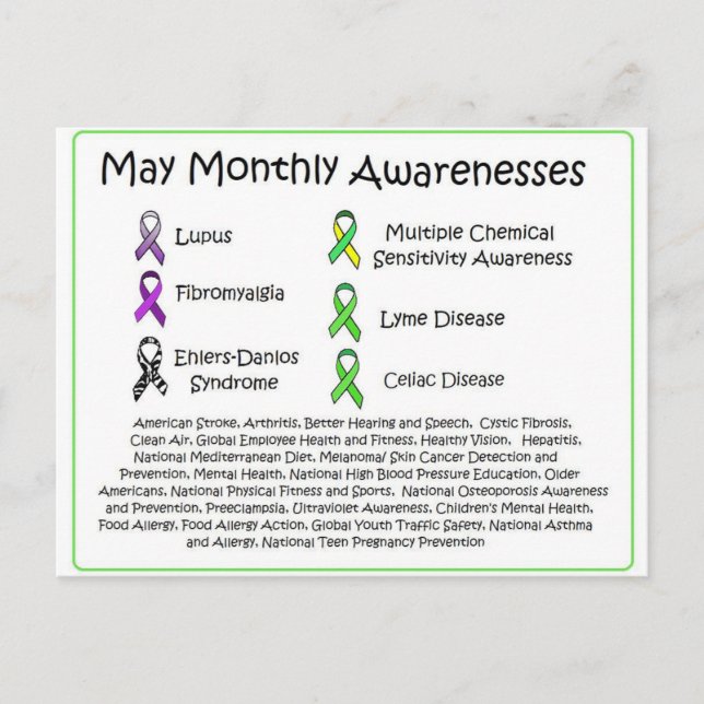 May Monthly Health Awareness  Postcard (Front)