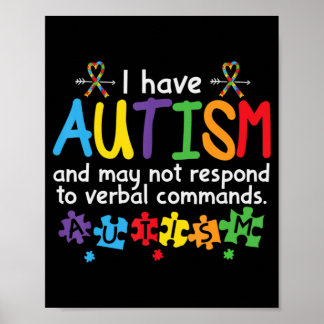 May Not Respond to Verbal Commands Kids Autism Awa Poster
