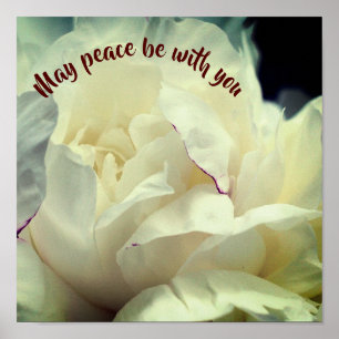 May Peace Be With You Peony Inspirational  Poster