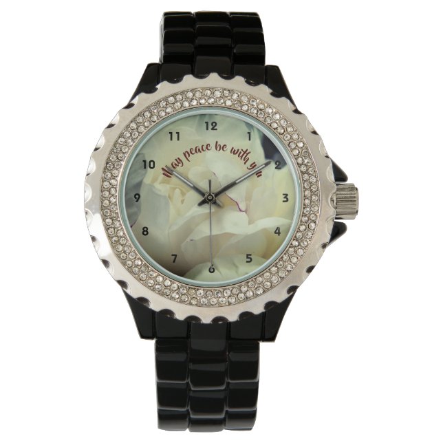 May Peace Be With You Peony Inspirational   Watch (Front)