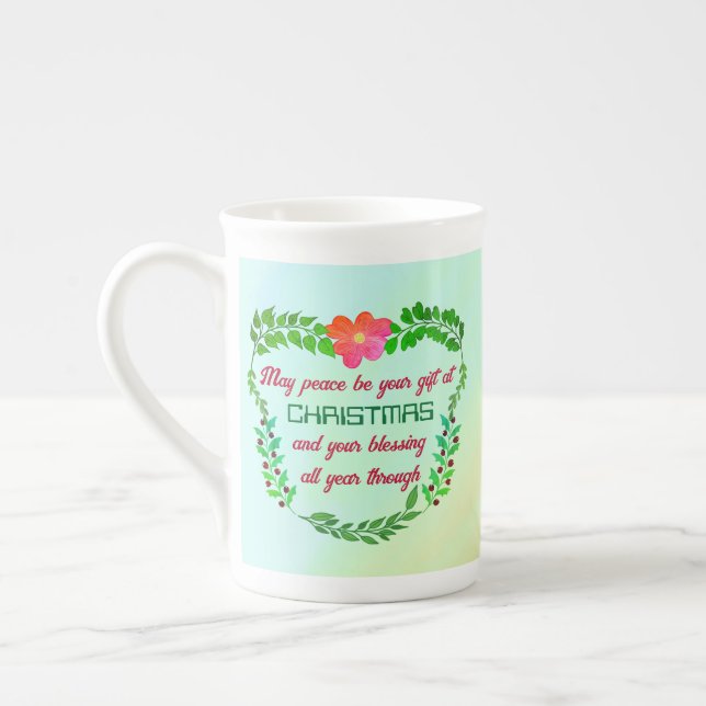 MAY PEACE BE YOUR GIFT AT CHRISTMAS BONE CHINA MUG (Left)