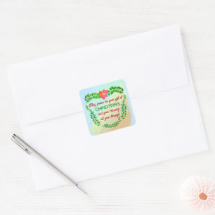 MAY PEACE BE YOUR GIFT AT CHRISTMAS SQUARE STICKER