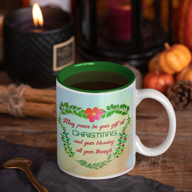 MAY PEACE BE YOUR GIFT AT CHRISTMAS Two-Tone COFFEE MUG (Creator Uploaded)