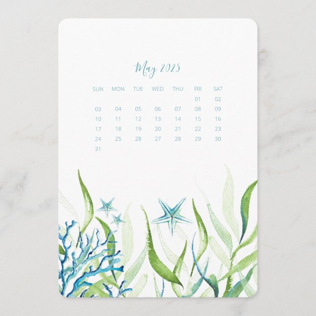 May Stand Alone Calendar Under the Sea Menu (Front)