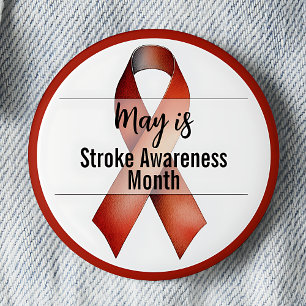May Stroke Awareness Month Ribbon 6 Cm Round Badge