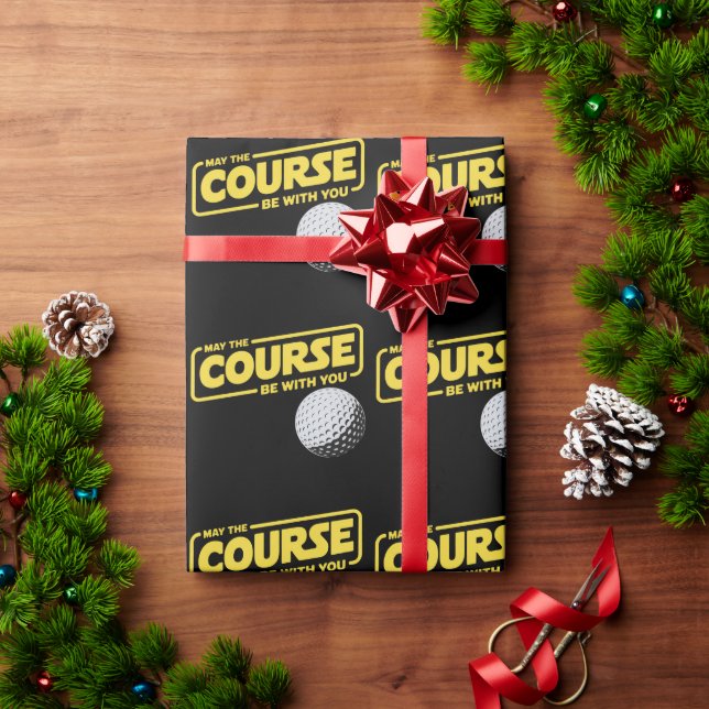 May The Course Be With You Funny Golf Golfing Wrapping Paper (Holiday Gift)