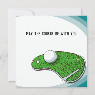 May the course be with you with golf ball and tee holiday card