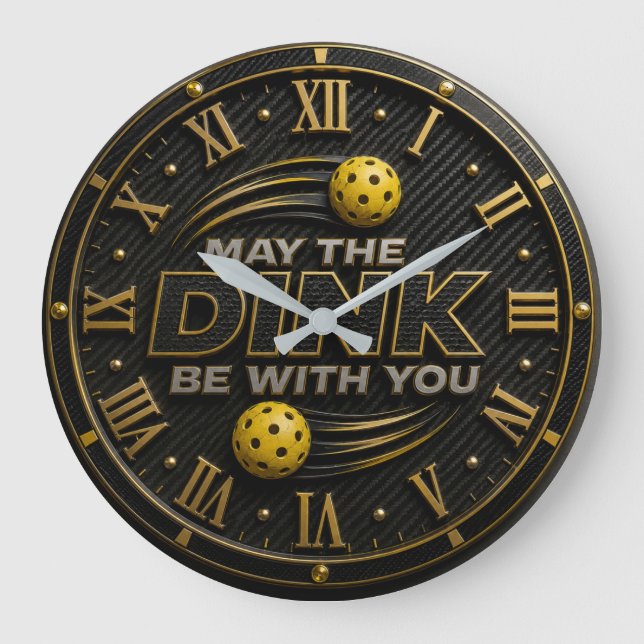 May the Dink Be With You Pickleball Paddle Large Clock (Front)