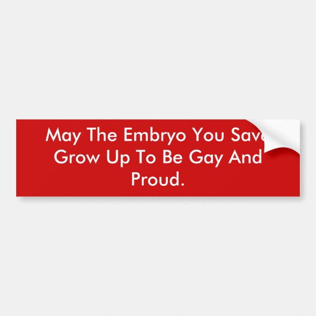 May The Embryo You Save Grow Up To Be Gay And P... Bumper Sticker (Front)
