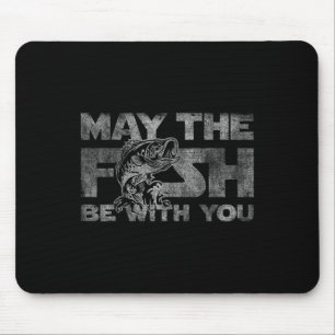 May The Fish With You His Funny Fishing Sci-fi Gif Mouse Pad