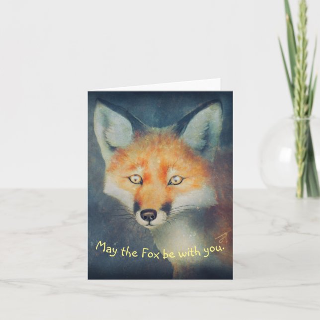May The Fox Be With You fox art greeting card (Front)