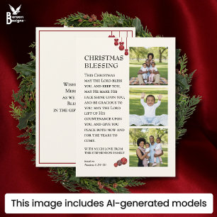 MAY THE LORD BLESS YOU Family Photo Christmas Holiday Card