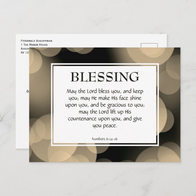 MAY THE LORD BLESS YOU | Numbers 6 Blessing Postcard (Front/Back)