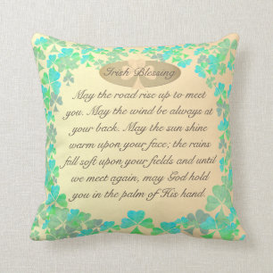"May the road rise up..." Shamock Irish Blessing Cushion