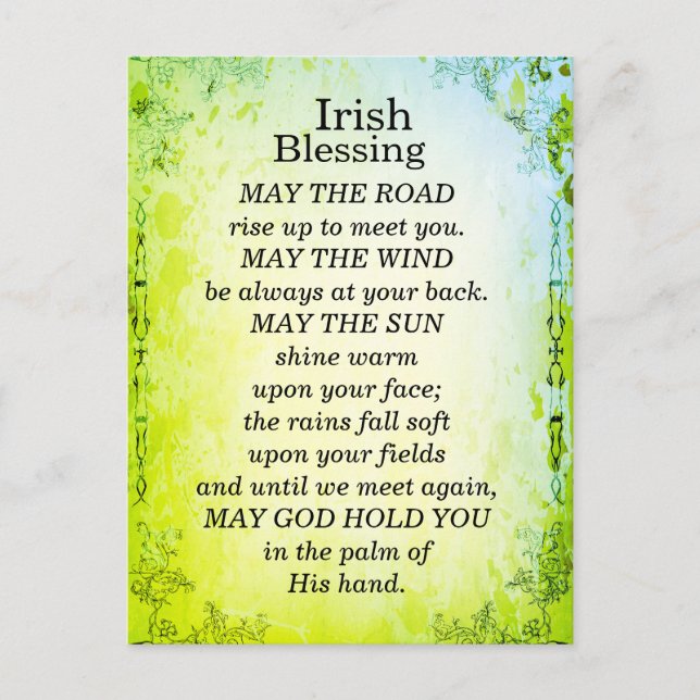 May the Road Rise Up to Meet You, Irish Blessing Postcard (Front)