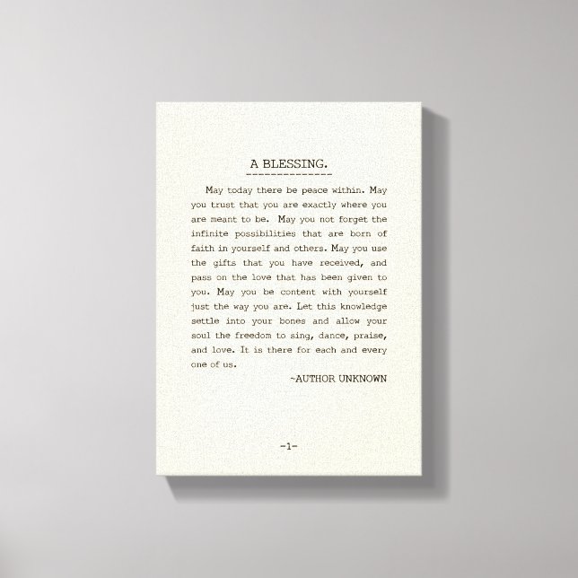 May today there be peace within canvas print (Front)