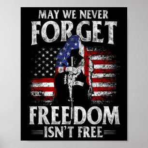 May We Never Forget Freedom Isnt Free Usa Flag Poster