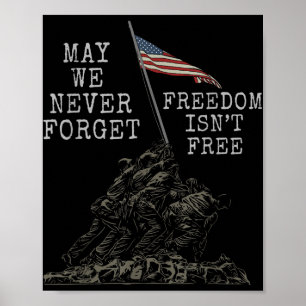 May We Never Forget Freedom Isnt Free Usa Flag Vet Poster