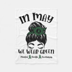 May We Wear Green Mental Health Awareness 1 Fleece Blanket