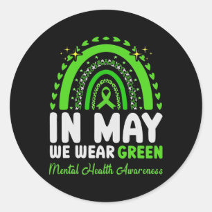 May We Wear Green Mental Health Awareness 5 Classic Round Sticker