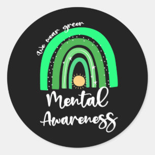 May We Wear Green Mental Health Awareness  Classic Round Sticker