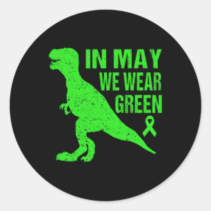 May We Wear Green Mental Health Awareness Women Ki Classic Round Sticker