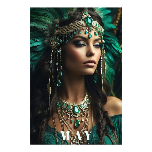 *~ MAY Woman BIRTHDAY EMERALDS Boho AP53 Photo Print (Front)
