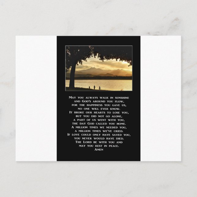 May You Always Walk In Sunshine Prayer Postcard (Front)