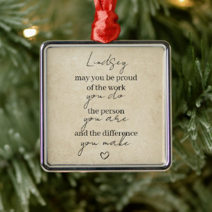 May you be proud of the work you do thank you gift metal tree decoration