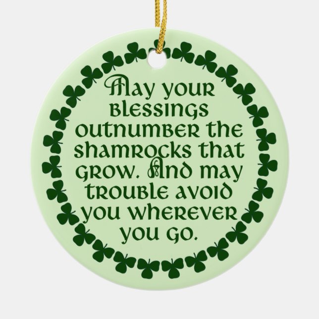 May your blessings outnumber the shamrocks, Irish Ceramic Tree Decoration (Front)