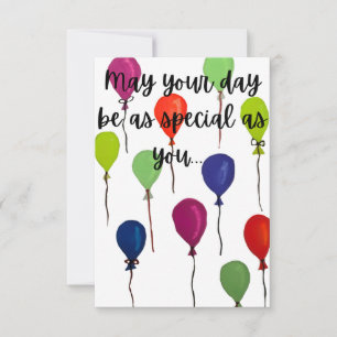 May your day be special colourful balloons thank you card