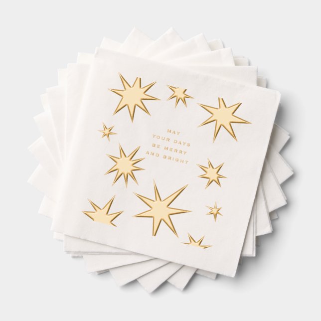 May your days be merry and bright gold stars foil napkins (Insitu (Stacked))