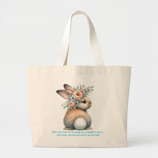 May Your Joy Be As Long As A Rabbit's Ears Large Tote Bag (Front)