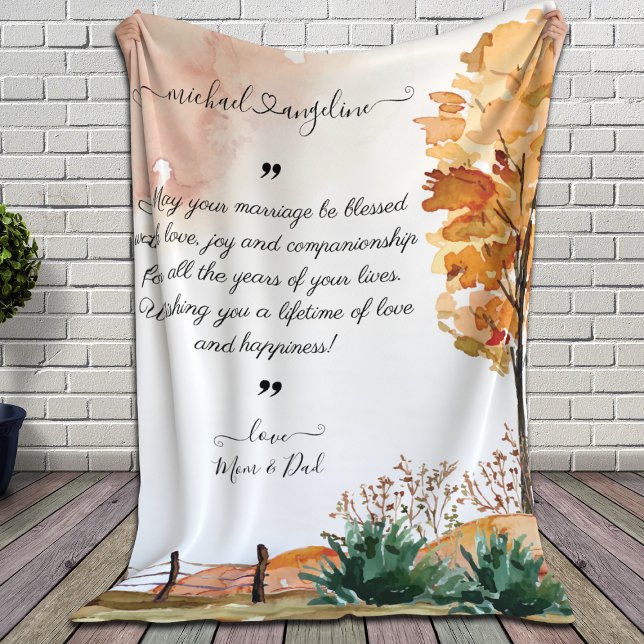May Your Marriage be Blessed Custom Wedding Wishes Fleece Blanket (Creator Uploaded)