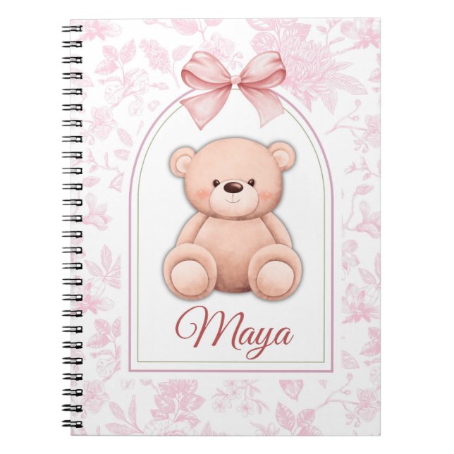 Maya | Custom Pink Teddy Bear Nursery Design  Notebook (Front)