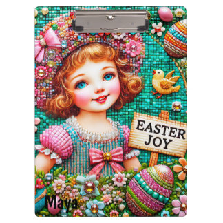 MAYA ~ HAPPY EASTER ~ Vintage Girl Eggs ~ Clipboard