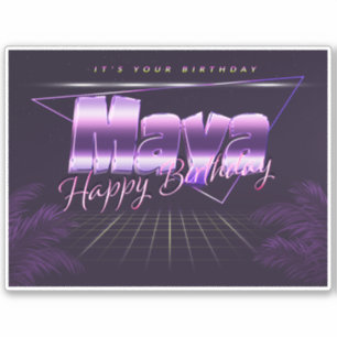 Maya Name Vorname lila retro Sticker Geburtstag